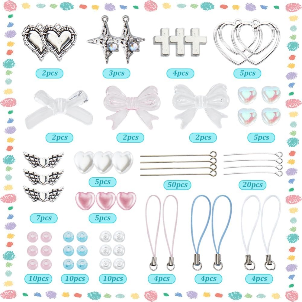 154Pcs DIY 8 Sets Phone Charm  - Phone Accessories Beads ulasan dan harga