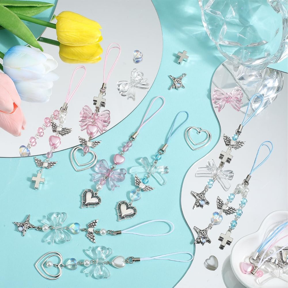 154Pcs DIY 8 Sets Phone Charm  - Phone Accessories Beads ulasan dan harga